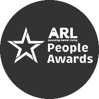 Logo for ARL People Awards with a star design on a black background