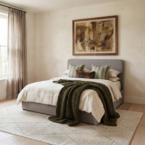 Taupe Weave Double Ottoman Storage Bed Frame & Double Mattress Set