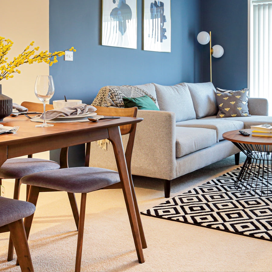  Aston Place, living room and dining room with sofa, coffee table, dining table and dining chairs