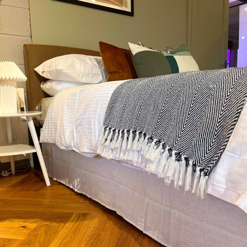 White 100% Linen Valance Bed Skirt