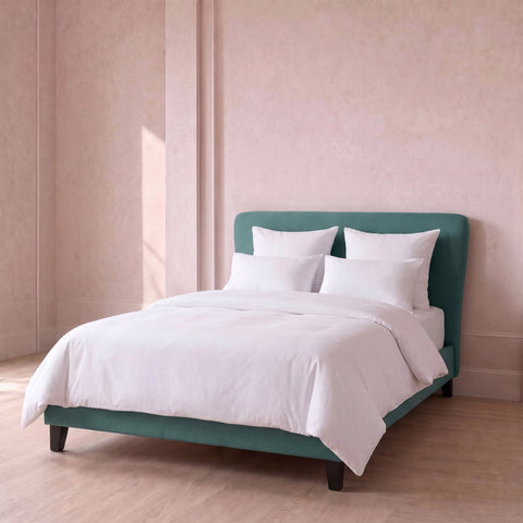 Dark Green Weave Double Bed Frame & Double Mattress Set