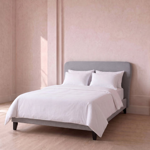 Light Grey Weave Double Bed Frame & Crib 5 Mattress Set