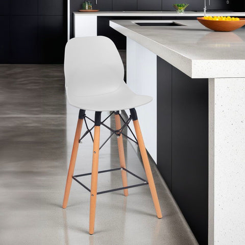 Penton Curved Seat Bar Stool with Wooden Legs