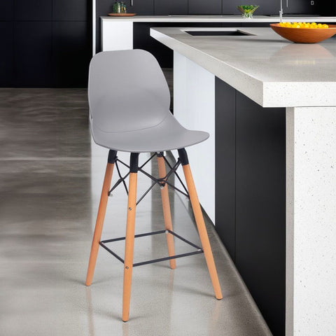 Penton Curved Seat Bar Stool with Wooden Legs