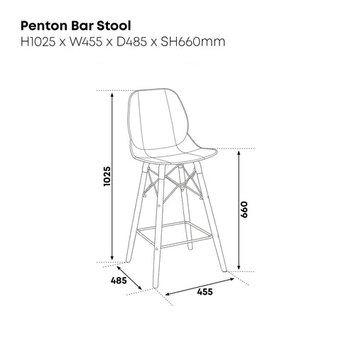 Penton Curved Seat Bar Stool with Wooden Legs