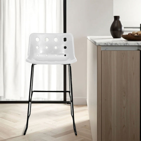 Robin Day White Skid Barstool