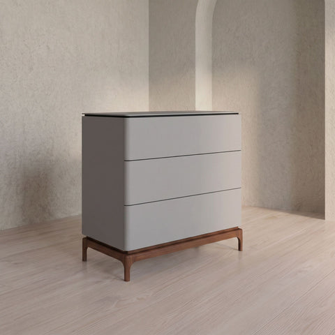 Hamlin Grey Chest with Walnut Leg