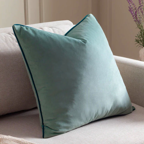 Meridian Velvet Feather Cushion with Contrast Piping