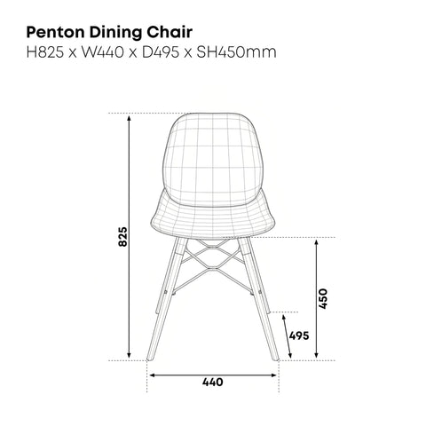 Penton Curved Seat Dining Chair Wooden Legs