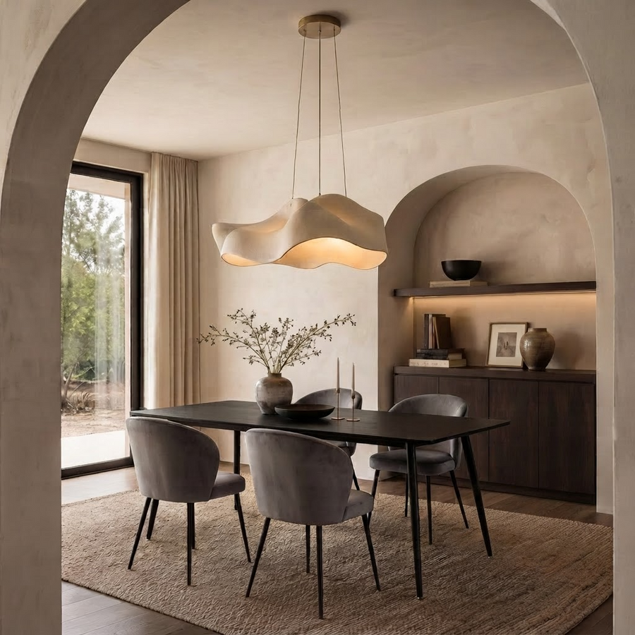Rectangular Black Wood 4 Seater Dining Table & 4 Light Grey Velvet Chairs Set