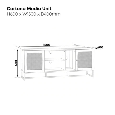 Cortona Rattan Front Media Unit