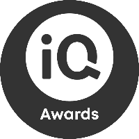 iQ Awards logo with a black circle around it