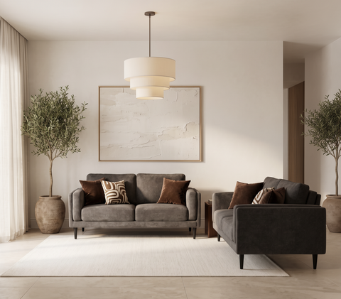 Dark Grey Weave 3 Seater & 2.5 Seater Sofa Set