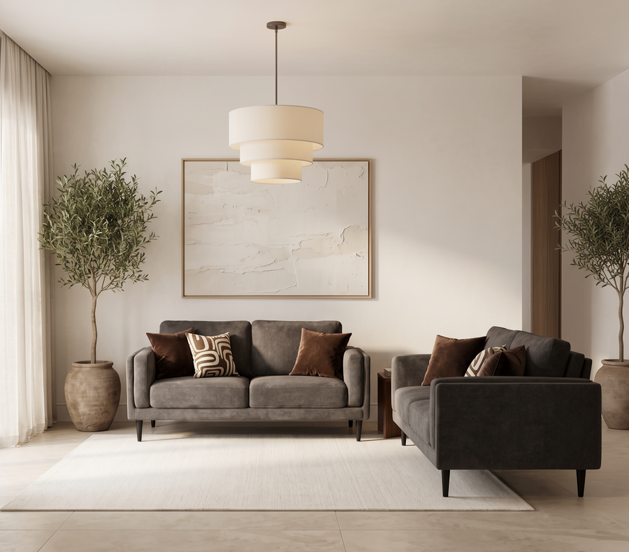 Dark Grey Weave 3 Seater & 2.5 Seater Sofa Set