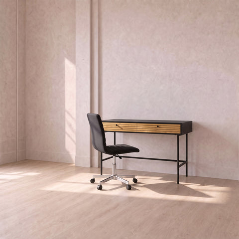 Oak Home Office Desk & Black Weave Office Chair Set