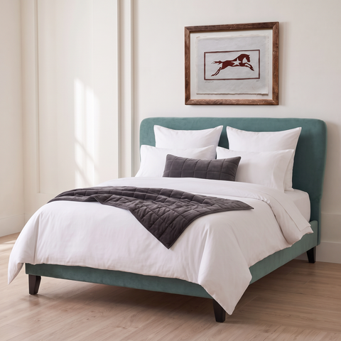 Dark Green Weave Double Bed Frame & Double Mattress Set