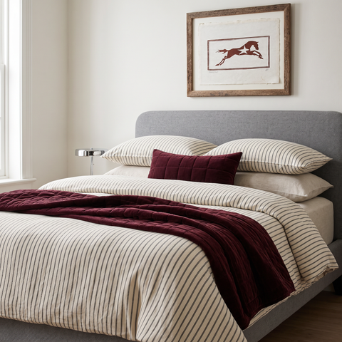 Light Grey Weave Double Bed Frame & Crib 5 Mattress Set