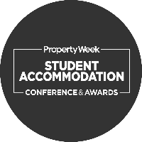 Logo for Property Week Student Accommodation Conference & Awards on a black background