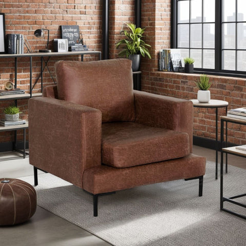 Charlie Faux Leather Brown Armchair