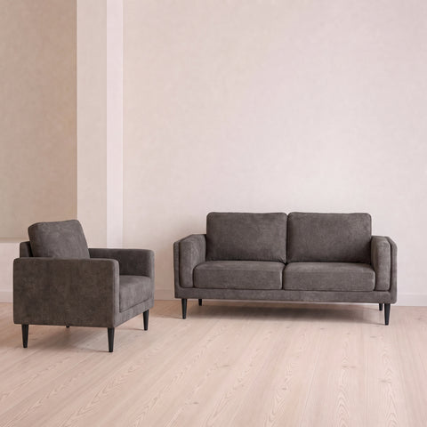 Dark Grey Weave 2.5 Seater Sofa & Matching Armchair Set