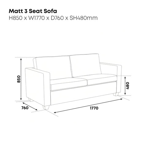 Matt 3 Seater Sofa