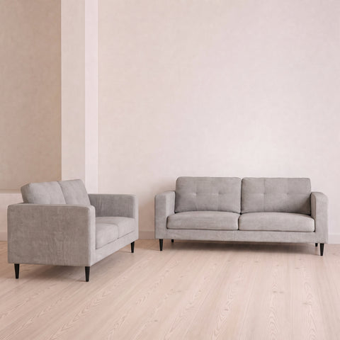 Mid Grey Weave 3 Seater & 2 Seater Sofa Set