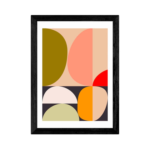 Mid Century Half Circles Framed Print