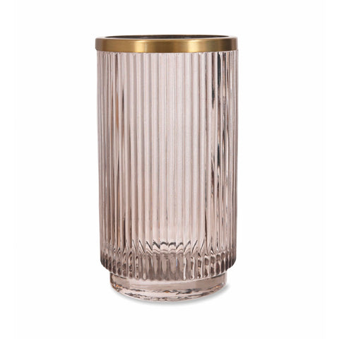 Ribbed Glass Toothbrush Holder