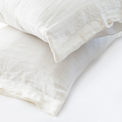 Pair Of White Linen Pillowcases