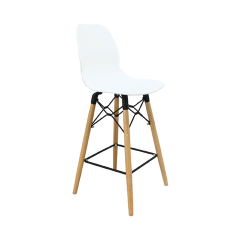 Penton Curved Seat Bar Stool with Wooden Legs