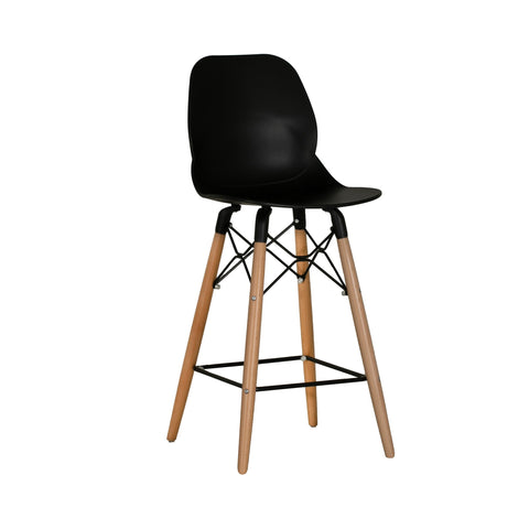 Penton Curved Seat Bar Stool with Wooden Legs
