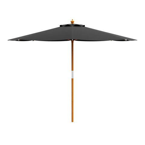Black Parasol with Wooden Stand