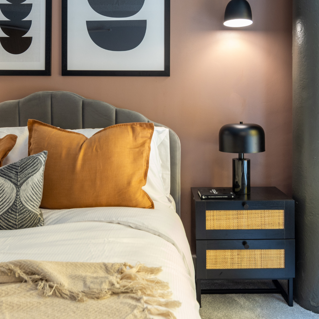  Bedroom with bed and cortona bedside table, Tobacco Warehouse, Liverpool Waterfront