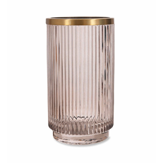 Ribbed Glass Toothbrush Holder